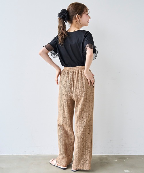 mil(ミル)の「袖シアー フリル 半袖 Tシャツ 【587217】(Tシャツ/カットソー・レディース・オフホワイト/ブラック/ブラウン・S/XS)」の21枚目の写真