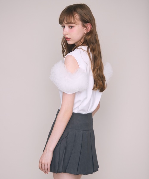 Noelie(ノエリー)の「チュールギャザーTee(Tシャツ/カットソー・レディース・ホワイト/ブラック・FREE)」の5枚目の写真