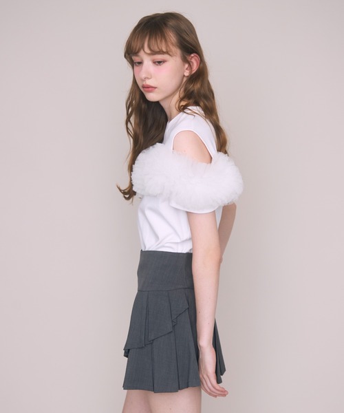 Noelie(ノエリー)の「チュールギャザーTee(Tシャツ/カットソー・レディース・ホワイト/ブラック・FREE)」の8枚目の写真