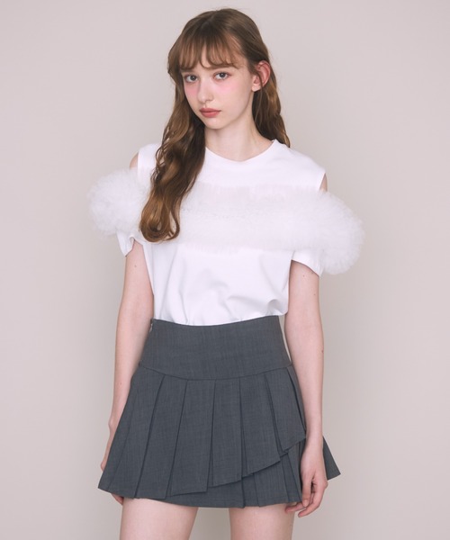 Noelie(ノエリー)の「チュールギャザーTee(Tシャツ/カットソー・レディース・ホワイト/ブラック・FREE)」の11枚目の写真