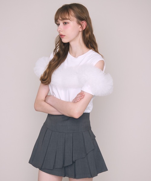 Noelie(ノエリー)の「チュールギャザーTee(Tシャツ/カットソー・レディース・ホワイト/ブラック・FREE)」の12枚目の写真