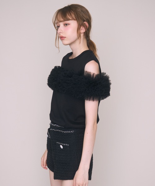 Noelie(ノエリー)の「チュールギャザーTee(Tシャツ/カットソー・レディース・ホワイト/ブラック・FREE)」の15枚目の写真