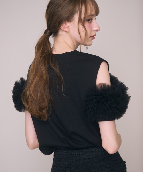 Noelie(ノエリー)の「チュールギャザーTee(Tシャツ/カットソー・レディース・ホワイト/ブラック・FREE)」の17枚目の写真