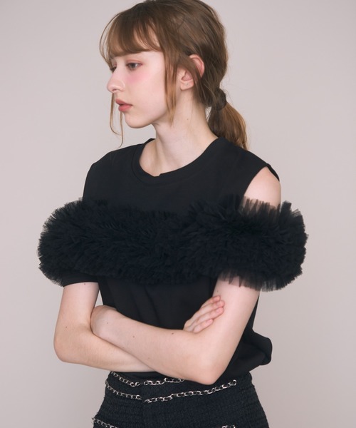 Noelie(ノエリー)の「チュールギャザーTee(Tシャツ/カットソー・レディース・ホワイト/ブラック・FREE)」の21枚目の写真