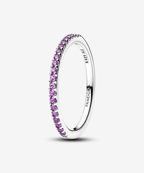 PANDORA(パンドラ)の「スパークリング パープル ハーフ エタニティ バンド リング(リング・レディース・シルバー・60/58/56/54/52/50/48)」の1枚目の写真