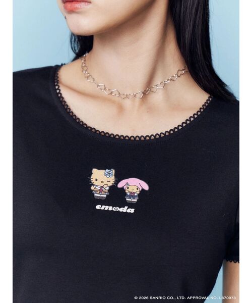 sanrio(サンリオ)の「【日焼けHello Kitty&My Melody×EMODA】MINI LACE T/S(Tシャツ/カットソー・レディース・ブラック/グレー/ブルー・FREE)」の8枚目の写真