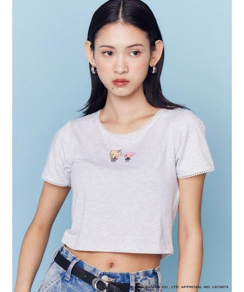 sanrio(サンリオ)の「【日焼けHello Kitty&My Melody×EMODA】MINI LACE T/S(Tシャツ/カットソー・レディース・ブラック/グレー/ブルー・FREE)」の16枚目の写真