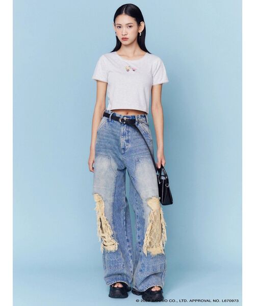 sanrio(サンリオ)の「【日焼けHello Kitty&My Melody×EMODA】MINI LACE T/S(Tシャツ/カットソー・レディース・ブラック/グレー/ブルー・FREE)」の11枚目の写真