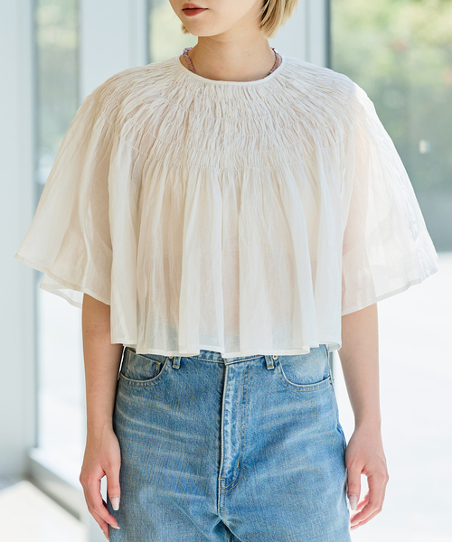 IENA LA BOUCLE(イエナラブークル)の「IENA LA BOUCLE ハンドタックボレロブラウス(シャツ/ブラウス・レディース・ホワイト・FREE)」の8枚目の写真