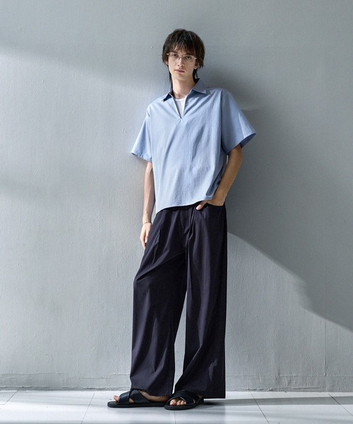ASTRONOMY(アストロノミー)の「半袖スキッパーシャツ(シャツ/ブラウス・メンズ・ブラック/サックスブルー/ホワイト/チャコール・S/M/L/XL)」の20枚目の写真