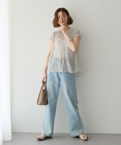 YECCA VECCA（イェッカヴェッカ）の「シアードット柄ブラウス（シャツ/ブラウス・レディース・ブラック/オフホワイト・FREE）」の12枚目の写真