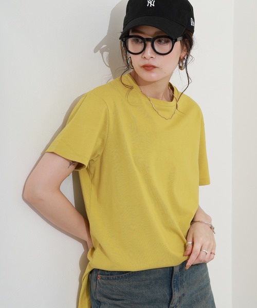 Re:EDIT(リエディ)の「天竺ラウンドヘムTシャツ 半袖(Tシャツ/カットソー・レディース・イエロー/オレンジ・M)」の4枚目の写真