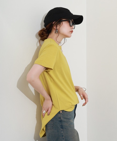 Re:EDIT(リエディ)の「天竺ラウンドヘムTシャツ 半袖(Tシャツ/カットソー・レディース・イエロー/オレンジ・M)」の6枚目の写真