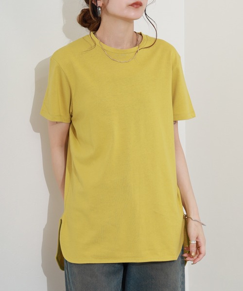 Re:EDIT(リエディ)の「天竺ラウンドヘムTシャツ 半袖(Tシャツ/カットソー・レディース・イエロー/オレンジ・M)」の16枚目の写真