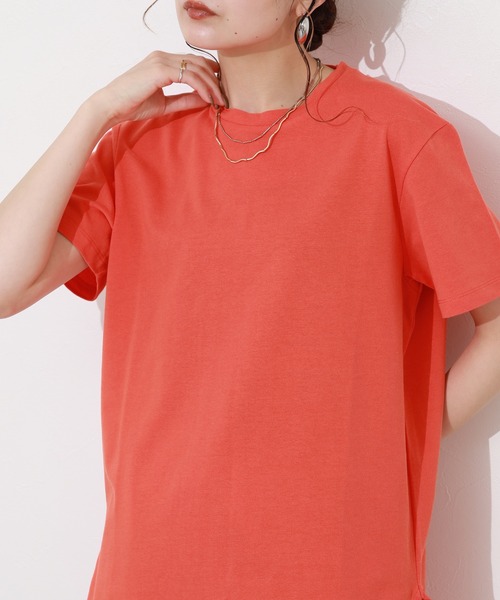 Re:EDIT(リエディ)の「天竺ラウンドヘムTシャツ 半袖(Tシャツ/カットソー・レディース・イエロー/オレンジ・M)」の10枚目の写真