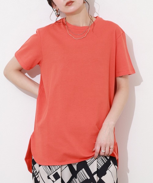 Re:EDIT(リエディ)の「天竺ラウンドヘムTシャツ 半袖(Tシャツ/カットソー・レディース・イエロー/オレンジ・M)」の12枚目の写真
