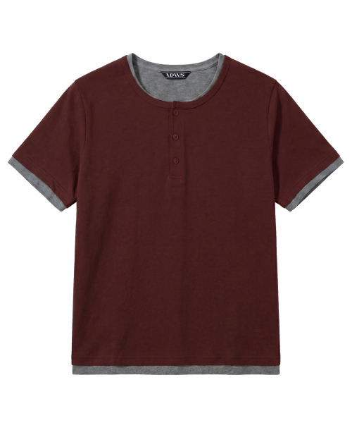 IDWS(アイドンワナセル)の「Layered Henley Neck T-Shirt Burgundy(Tシャツ/カットソー・レディース・その他・1/2/0)」の2枚目の写真