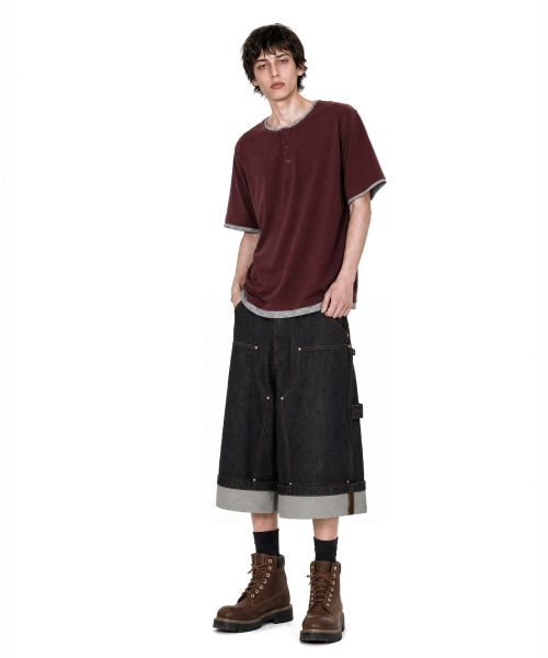 IDWS(アイドンワナセル)の「Layered Henley Neck T-Shirt Burgundy(Tシャツ/カットソー・レディース・その他・1/2/0)」の14枚目の写真