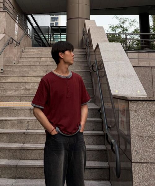 IDWS(アイドンワナセル)の「Layered Henley Neck T-Shirt Burgundy(Tシャツ/カットソー・レディース・その他・1/2/0)」の19枚目の写真