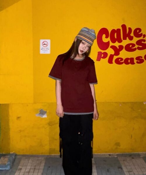 IDWS(アイドンワナセル)の「Layered Henley Neck T-Shirt Burgundy(Tシャツ/カットソー・レディース・その他・1/2/0)」の20枚目の写真