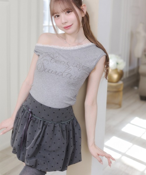 Rmine(アールマイン)の「ドット リボン付き バルーンスカート (スカパン付き)(スカート・レディース・ホワイト/ブラック/グレー・MEDIUM/SMALL)」の12枚目の写真