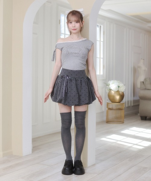 Rmine(アールマイン)の「ドット リボン付き バルーンスカート (スカパン付き)(スカート・レディース・ホワイト/ブラック/グレー・MEDIUM/SMALL)」の8枚目の写真