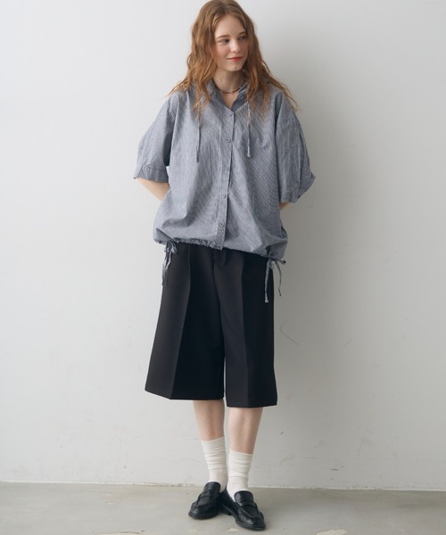 Crisp(クリスプ)の「stripe hoodie shirt / ストライプフーディーシャツ(シャツ/ブラウス・レディース・アイボリー/グレー・FREE)」の10枚目の写真