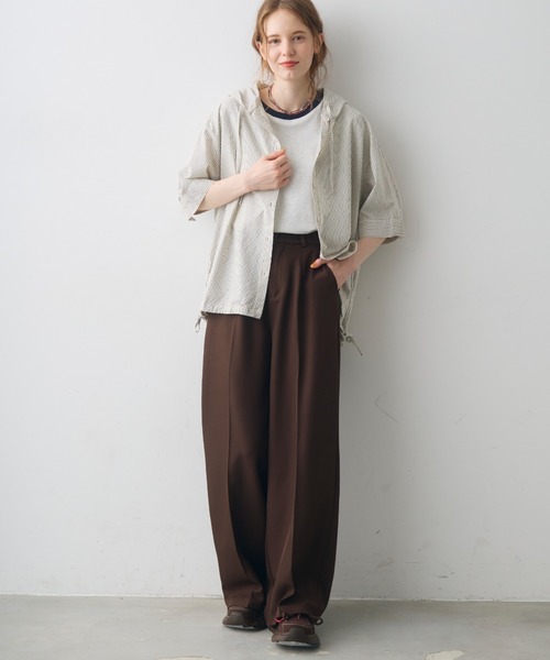 Crisp(クリスプ)の「stripe hoodie shirt / ストライプフーディーシャツ(シャツ/ブラウス・レディース・アイボリー/グレー・FREE)」の21枚目の写真