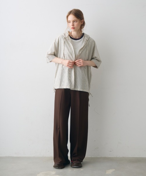 Crisp(クリスプ)の「stripe hoodie shirt / ストライプフーディーシャツ(シャツ/ブラウス・レディース・アイボリー/グレー・FREE)」の22枚目の写真