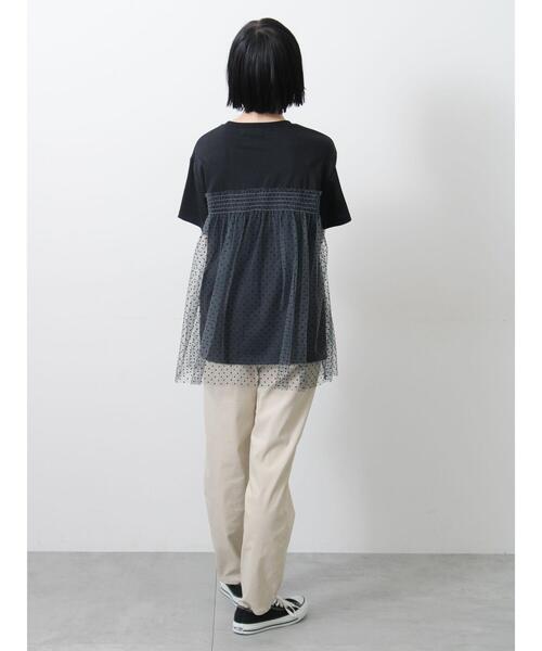 Samansa Mos2(サマンサ モスモス)の「◇【接触冷感/UVカット】ドットチュールドッキングTシャツ(Tシャツ/カットソー・レディース・オフホワイト/ブラック/チャコールグレー/シルバーグレー・F)」の15枚目の写真