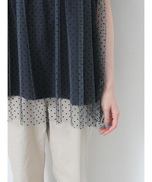 Samansa Mos2(サマンサ モスモス)の「◇【接触冷感/UVカット】ドットチュールドッキングTシャツ(Tシャツ/カットソー・レディース・オフホワイト/ブラック/チャコールグレー/シルバーグレー・F)」の21枚目の写真