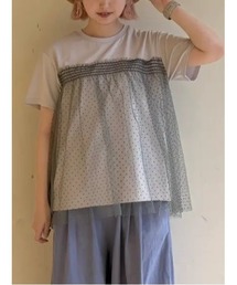 ◇【接触冷感/UVカット】ドットチュールドッキングTシャツ
