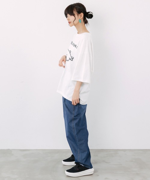 ScoLar Parity(スカラーパリティ)の「362125:やる気でないクマ柄Tシャツ(Tシャツ/カットソー・レディース・レッド/オフホワイト/ブラック/ネイビー・M)」の9枚目の写真