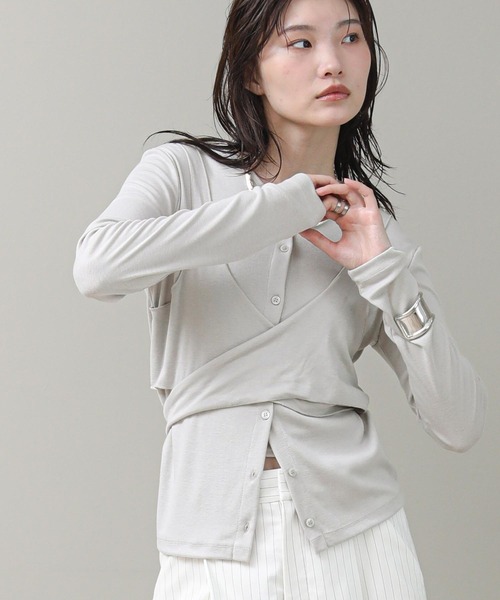 The rejoice(ザ リジョイス)の「カシュクールカットカーディガン(Tシャツ/カットソー・レディース・グレー/チャコールグレー・FREE)」の17枚目の写真