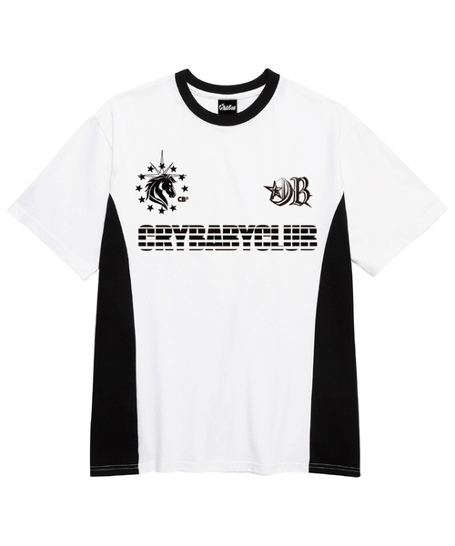 CRYBABYCLUB(クライベイビークラブ)の「レースクラブ 配色 半袖Tシャツ(Tシャツ/カットソー・レディース・ホワイト/ブラック/ミント・LARGE/X-LARGE/MEDIUM)」の2枚目の写真