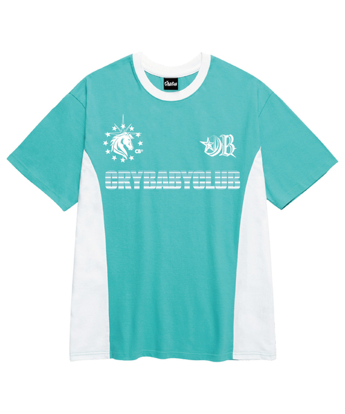 CRYBABYCLUB(クライベイビークラブ)の「レースクラブ 配色 半袖Tシャツ(Tシャツ/カットソー・レディース・ホワイト/ブラック/ミント・LARGE/X-LARGE/MEDIUM)」の1枚目の写真