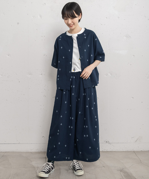 POU DOU DOU(プードゥドゥ)の「フラワー刺繍キュロットパンツ(その他パンツ・レディース・キナリ/ネイビー/ブルー・M)」の7枚目の写真