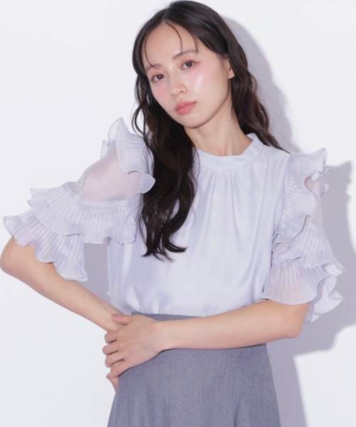 JILL by JILL STUART(ジルバイジルスチュアート)の「プリーツフリルシアーブラウス(シャツ/ブラウス・レディース・ブルー/ピンク/ホワイト・FREE)」の14枚目の写真
