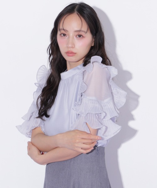 JILL by JILL STUART(ジルバイジルスチュアート)の「プリーツフリルシアーブラウス(シャツ/ブラウス・レディース・ブルー/ピンク/ホワイト・FREE)」の18枚目の写真