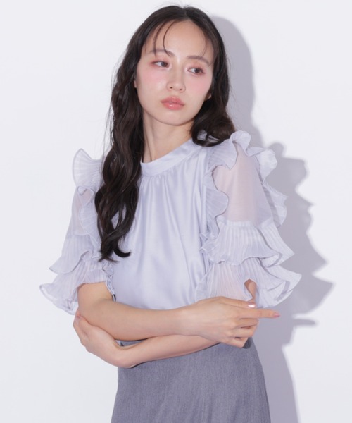JILL by JILL STUART(ジルバイジルスチュアート)の「プリーツフリルシアーブラウス(シャツ/ブラウス・レディース・ブルー/ピンク/ホワイト・FREE)」の17枚目の写真