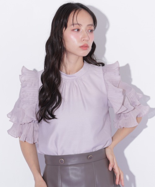 JILL by JILL STUART(ジルバイジルスチュアート)の「プリーツフリルシアーブラウス(シャツ/ブラウス・レディース・ブルー/ピンク/ホワイト・FREE)」の5枚目の写真