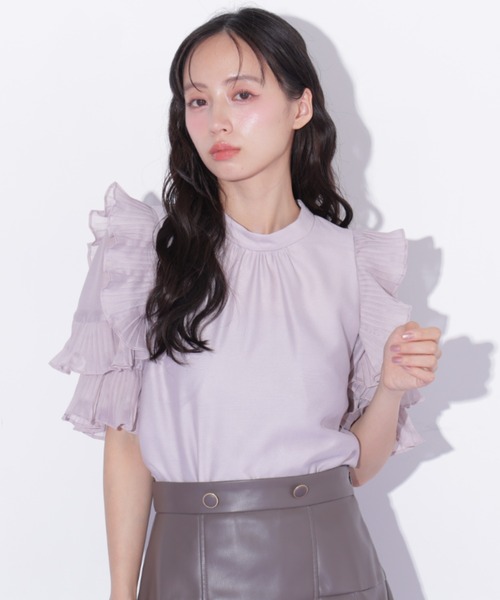 JILL by JILL STUART(ジルバイジルスチュアート)の「プリーツフリルシアーブラウス(シャツ/ブラウス・レディース・ブルー/ピンク/ホワイト・FREE)」の4枚目の写真