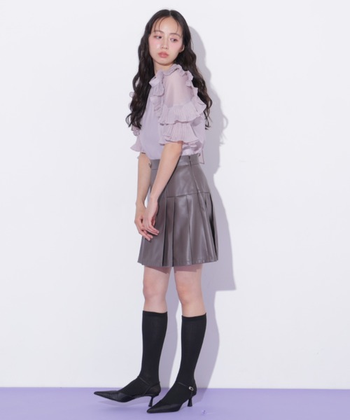 JILL by JILL STUART(ジルバイジルスチュアート)の「プリーツフリルシアーブラウス(シャツ/ブラウス・レディース・ブルー/ピンク/ホワイト・FREE)」の13枚目の写真