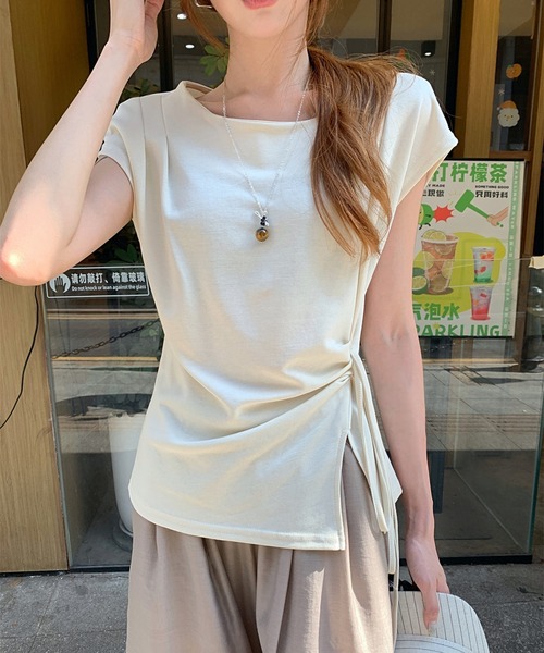 Girly Doll（ガーリードール）の「フレンチスリーブスリット入りカットソー（Tシャツ/カットソー・レディース・イエロー/グレー/ベージュ・FREE）」の10枚目の写真