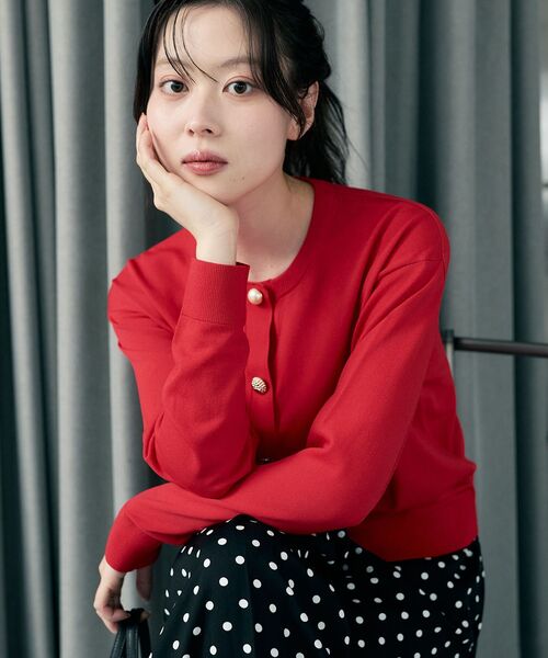 le.coeur blanc(ルクールブラン)の「TORRAZZO DONNA 別注ビジューカーデ(カーディガン/ボレロ・レディース・レッド/アイボリー・38)」の15枚目の写真