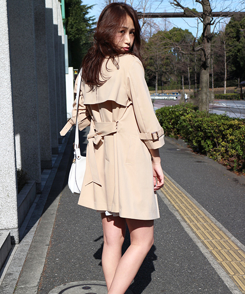 FREE'S MART（フリーズマート）の「ノーカラートレンチコート（トレンチコート・レディース・ベージュ/ネイビー・SMALL/MEDIUM）」の5枚目の写真