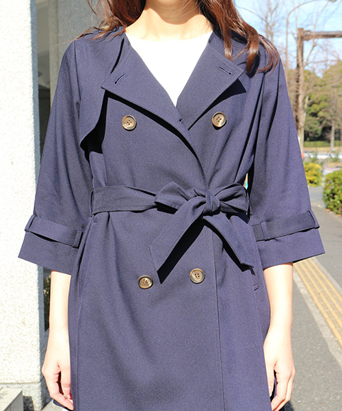 FREE'S MART（フリーズマート）の「ノーカラートレンチコート（トレンチコート・レディース・ベージュ/ネイビー・SMALL/MEDIUM）」の10枚目の写真