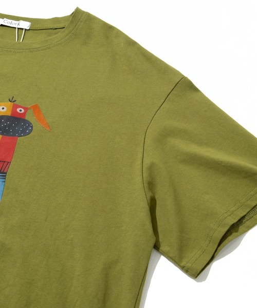 Colork(カラック)の「COLORK/カラック カラフルDOG TEE(Tシャツ/カットソー・レディース・ホワイト/グリーン・FREE)」の5枚目の写真