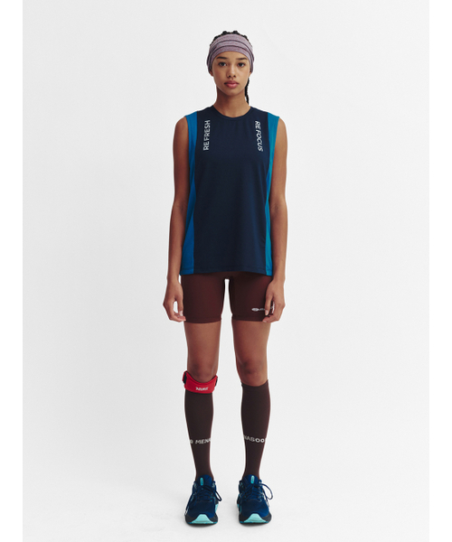 MENASOO（ミナス）の「Refocus Mesh Sleeveless Top_Navy（Tシャツ/カットソー・レディース・ネイビー・1/2）」の3枚目の写真