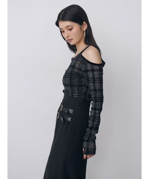 MURUA(ムルーア)の「チェックシアートップス(Tシャツ/カットソー・レディース・ブラウン/ブラック/アイボリー・FREE)」の4枚目の写真